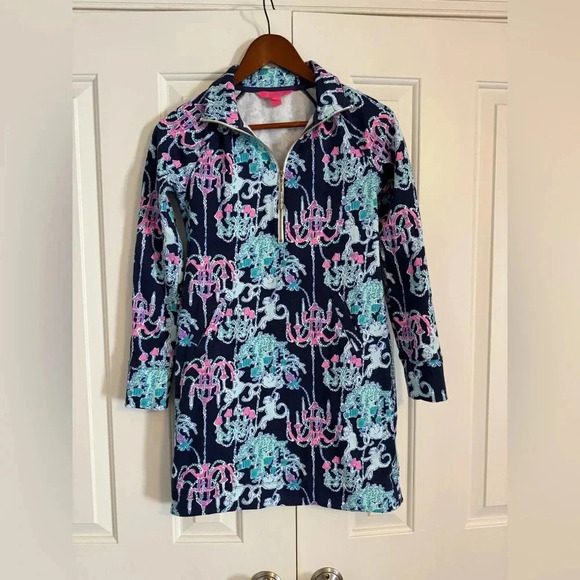 Lilly Pulitzer Skipper Dress Womens XXSmall Long Sleeve Pop Up Monkey Trouble - Picture 1 of 14